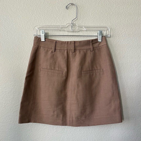 TIBI Removeable Tie Mini Linen Skirt in Camel Tan Women's Size 0 - Picture 3 of 15